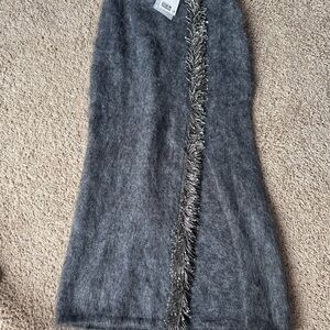 H&M Charcoal Mohair Skirt with Metallic Trim